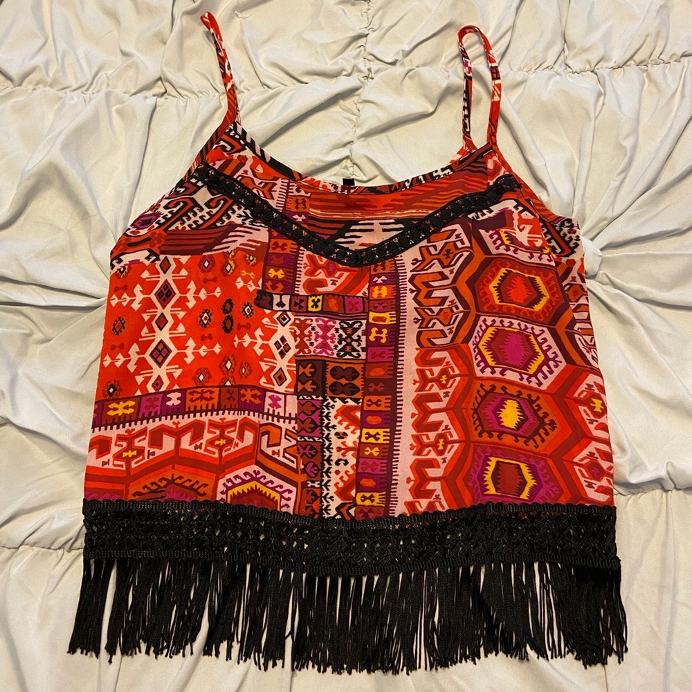 Love culture fringe aztec tank